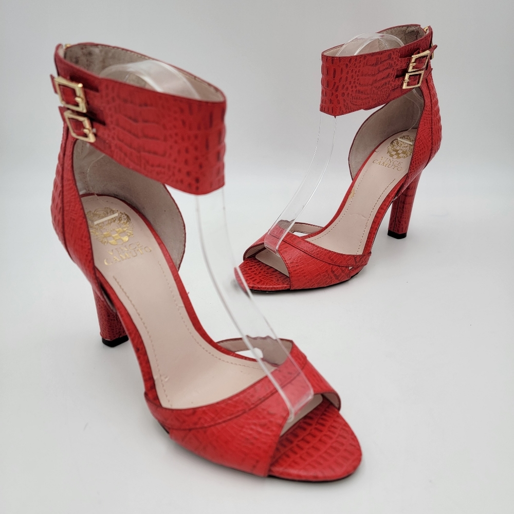 Vince Camuto Oljera Croc Embossed Leather Heels 10.5